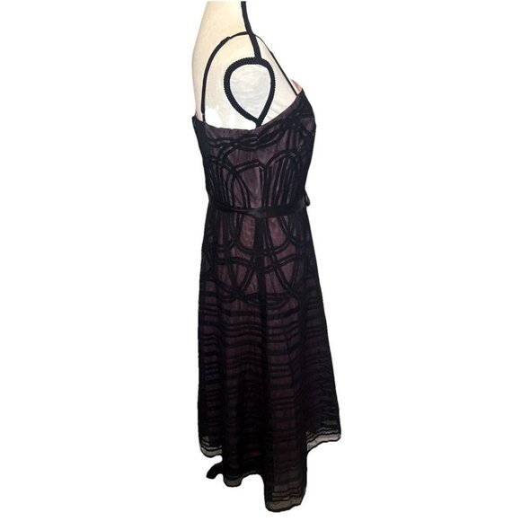 BCBGMAXAZRIA Black & Pink Tulle Woven Spaghetti Strap Cocktail Party Dress Sz 8 - Picture 4 of 11